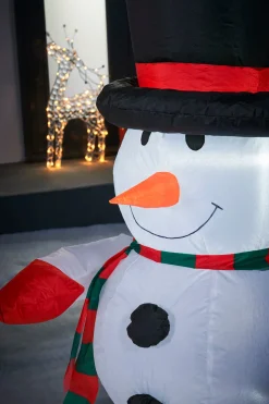 WeRChristmas Pre-Lit Inflatable Santa & Snowman Candy Cane Arch, 8 Ft