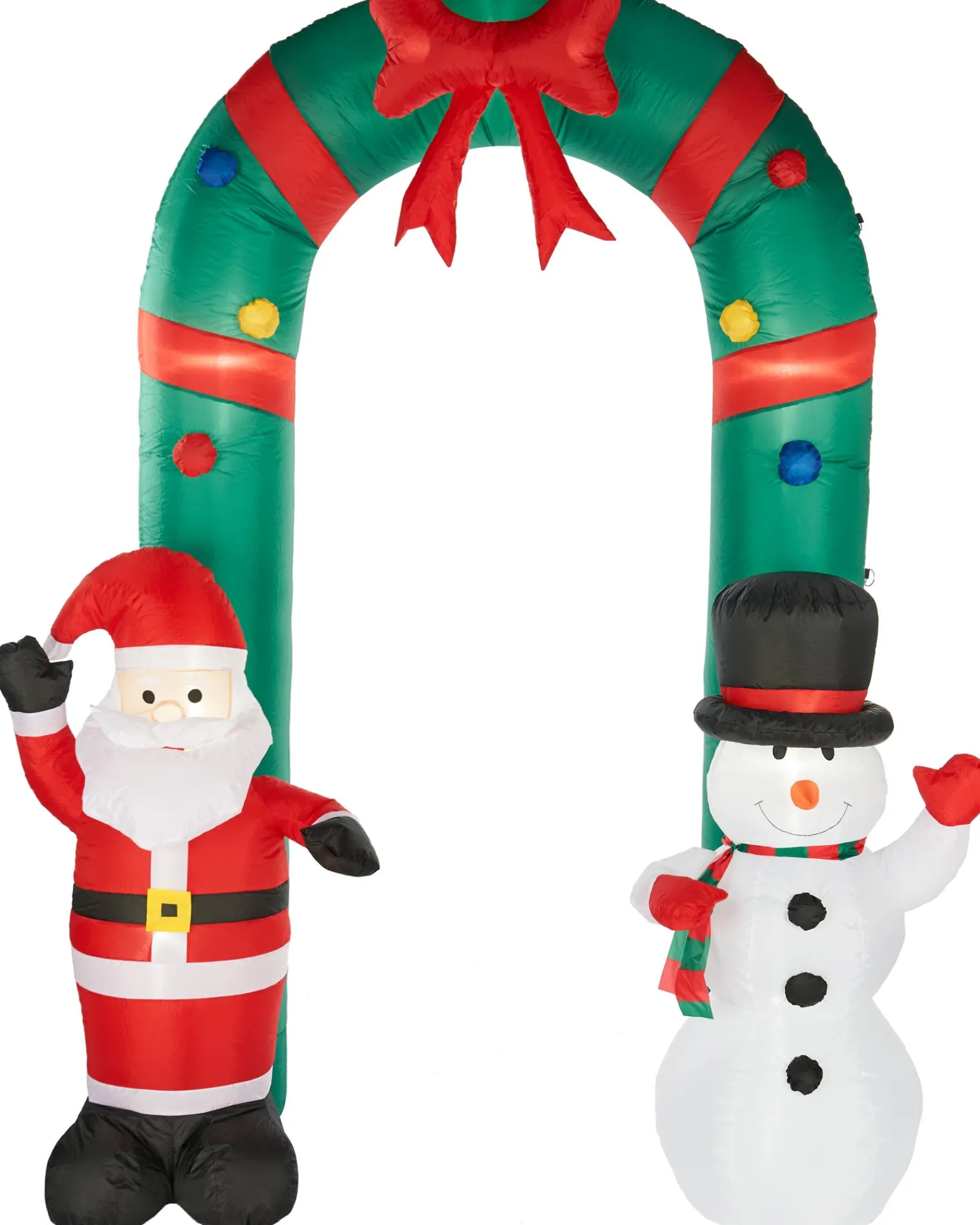 WeRChristmas Pre-Lit Inflatable Santa & Snowman Candy Cane Arch, 8 Ft