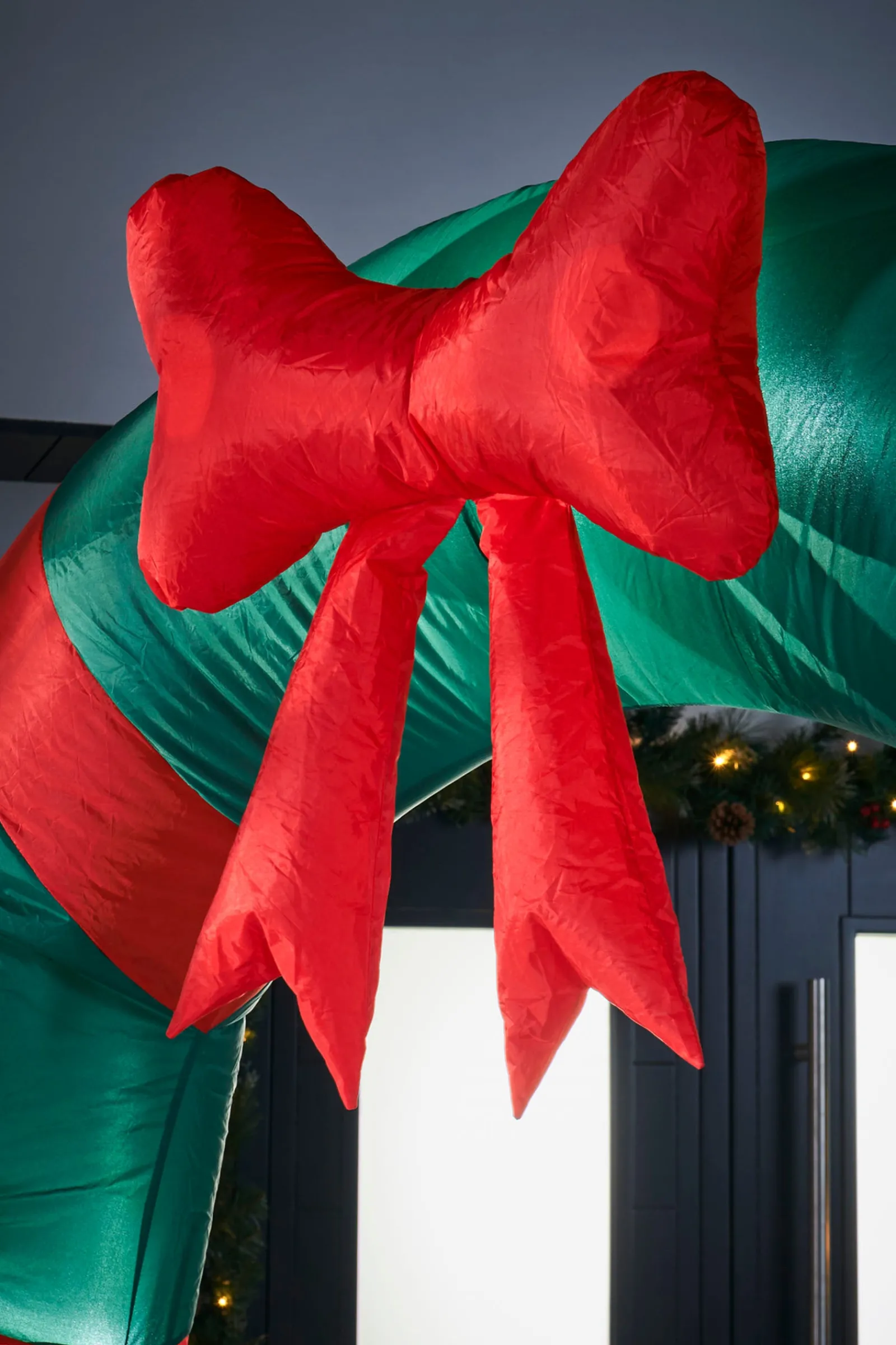 WeRChristmas Pre-Lit Inflatable Santa & Snowman Candy Cane Arch, 8 Ft