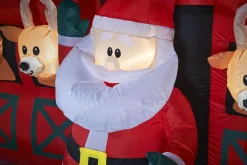 WeRChristmas Pre-Lit Inflatable Santa & Reindeer Stables, 8.5 Ft