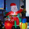 WeRChristmas Pre-Lit Inflatable Santa With Present Stack, 5 Ft