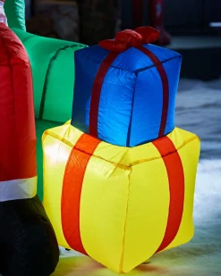 WeRChristmas Pre-Lit Inflatable Santa With Present Stack, 5 Ft