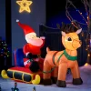 WeRChristmas Pre-Lit Inflatable Santa With Reindeer, 7 Ft