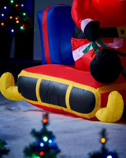 WeRChristmas Pre-Lit Inflatable Santa With Reindeer, 7 Ft