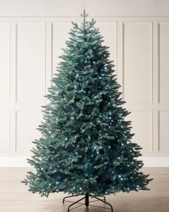 WeRChristmas Pre-Lit Mixed Pine Blue Christmas Tree, Dual LED White, 7 Ft