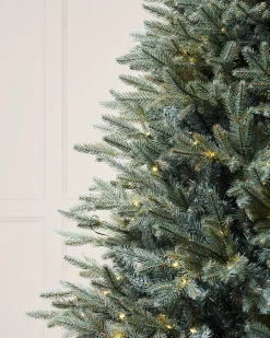 WeRChristmas Pre-Lit Mixed Pine Blue Christmas Tree, Dual LED Warm White, 7 Ft