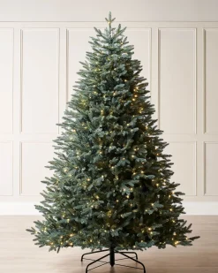 WeRChristmas Pre-Lit Mixed Pine Blue Christmas Tree, Dual LED Warm White, 7 Ft