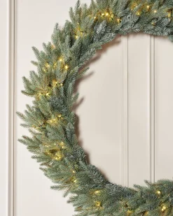 WeRChristmas Pre-Lit Mixed Pine Blue Wreath, 1 M