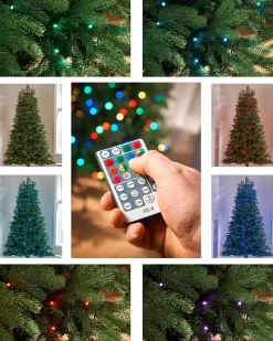 WeRChristmas Pre-Lit Mixed Pine Christmas Tree With Remote Control Lights, 7 Ft
