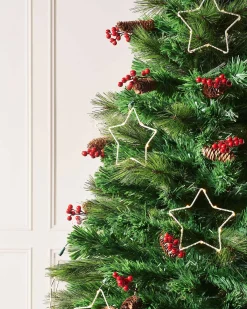 WeRChristmas Pre-Lit Mixed Pine Fibre Optic Christmas Tree With LED Stars, 6 Ft