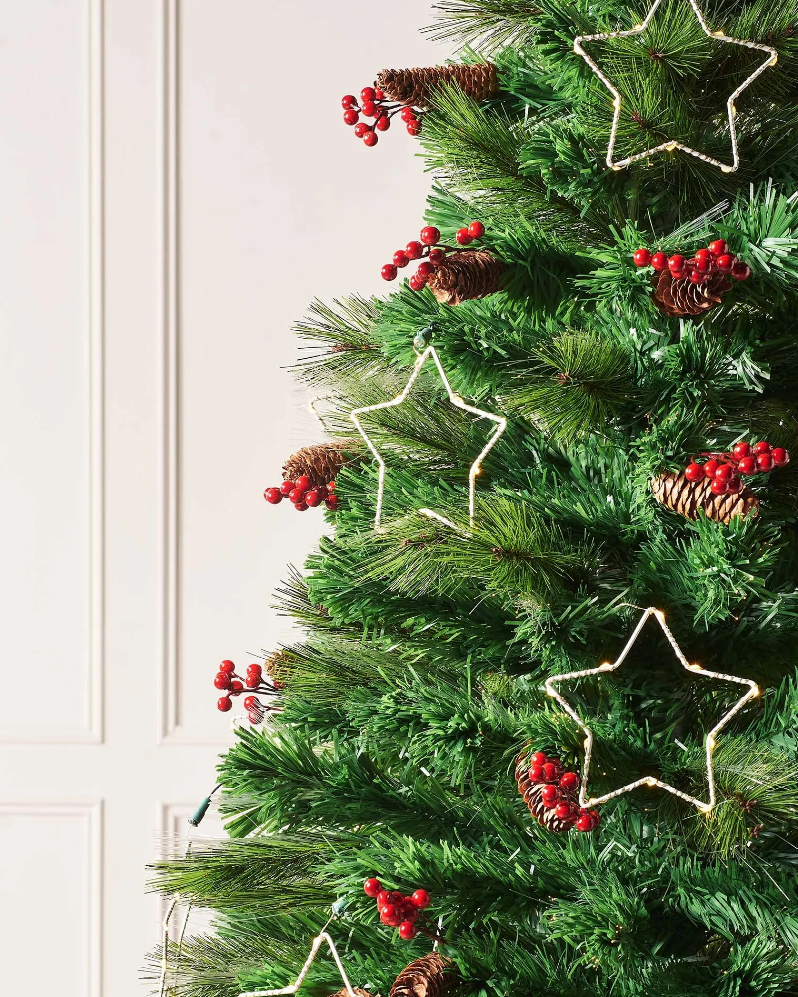 WeRChristmas Pre-Lit Mixed Pine Fibre Optic Christmas Tree With LED Stars, 7 Ft