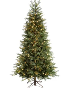 WeRChristmas Pre-Lit Mountain Pine Natural Bark Christmas Tree, 7 Ft