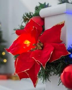 WeRChristmas Pre-Lit Multi-Coloured Decorated Garland, Red/Gold, 9 Ft