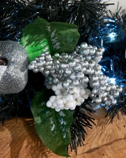 WeRChristmas Pre-Lit Multi-Function Decorated Garland, Black/Silver, 9 Ft