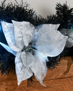 WeRChristmas Pre-Lit Multi-Function Decorated Garland, Black/Silver, 9 Ft