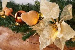 WeRChristmas Pre-Lit Multi-Function Decorated Garland, Copper/Gold, 9 Ft