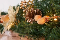 WeRChristmas Pre-Lit Multi-Function Decorated Garland, Copper/Gold, 9 Ft