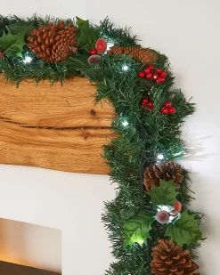 WeRChristmas Pre-Lit Multi-Function Decorated Garland, 9 Ft