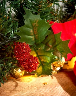 WeRChristmas Pre-Lit Multi-Function Decorated Garland, Red/Gold, 9 Ft