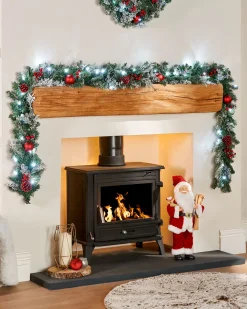 WeRChristmas Pre-Lit Multi-Function Frosted Decorated Garland, 9 Ft