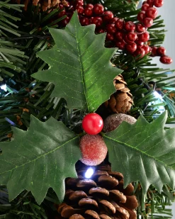 WeRChristmas Pre-Lit Natural Decorated Wreath, Pinecones & Berries, 60 Cm