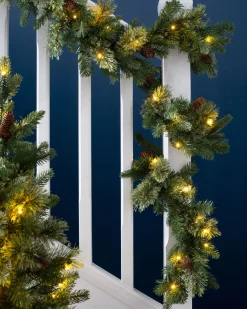 WeRChristmas Pre-Lit Natural Pine Garland, 9 Ft