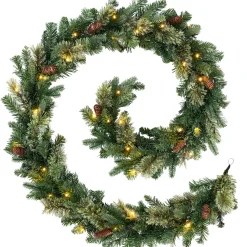WeRChristmas Pre-Lit Natural Pine Garland, 9 Ft