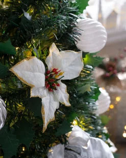 WeRChristmas Pre-Lit Pop-Up Decorated Christmas Tree, White, 6 Ft