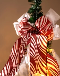 WeRChristmas Pre-Lit Pop-Up Decorated Christmas Tree, Red/White, 6 Ft