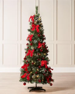 WeRChristmas Pre-Lit Pop-Up Decorated Christmas Tree, Red, 6 Ft