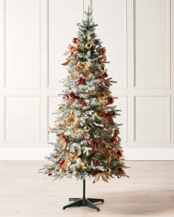 WeRChristmas Pre-Lit Pop-Up Decorated Christmas Tree, Red/Gold, 6 Ft