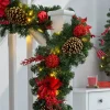 WeRChristmas Pre-Lit Red Decorated Extra Thick Garland, 9 Ft
