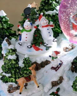 WeRChristmas Pre-Lit Santa & Snowman Snow Globe, 20 Cm