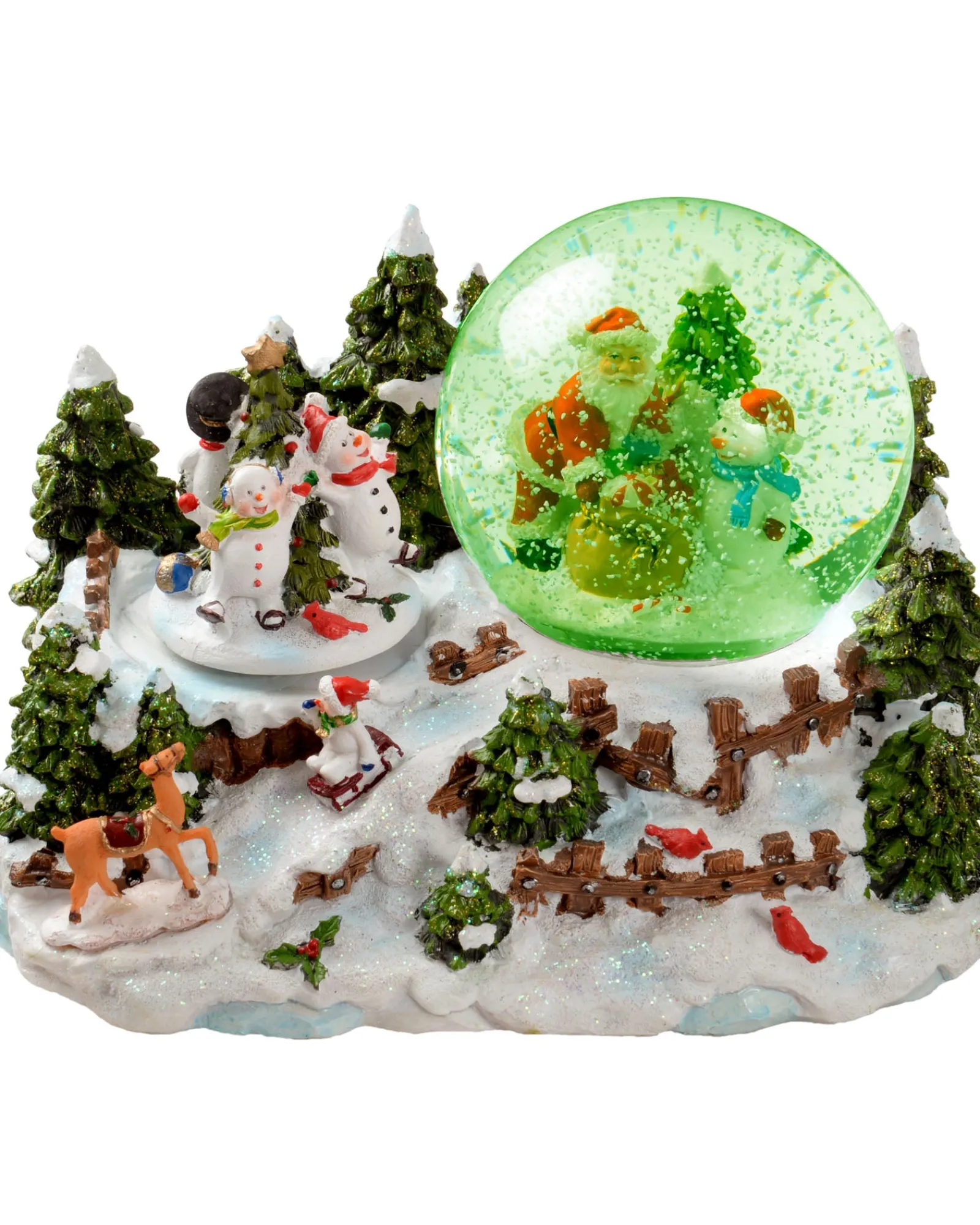 WeRChristmas Pre-Lit Santa & Snowman Snow Globe, 20 Cm