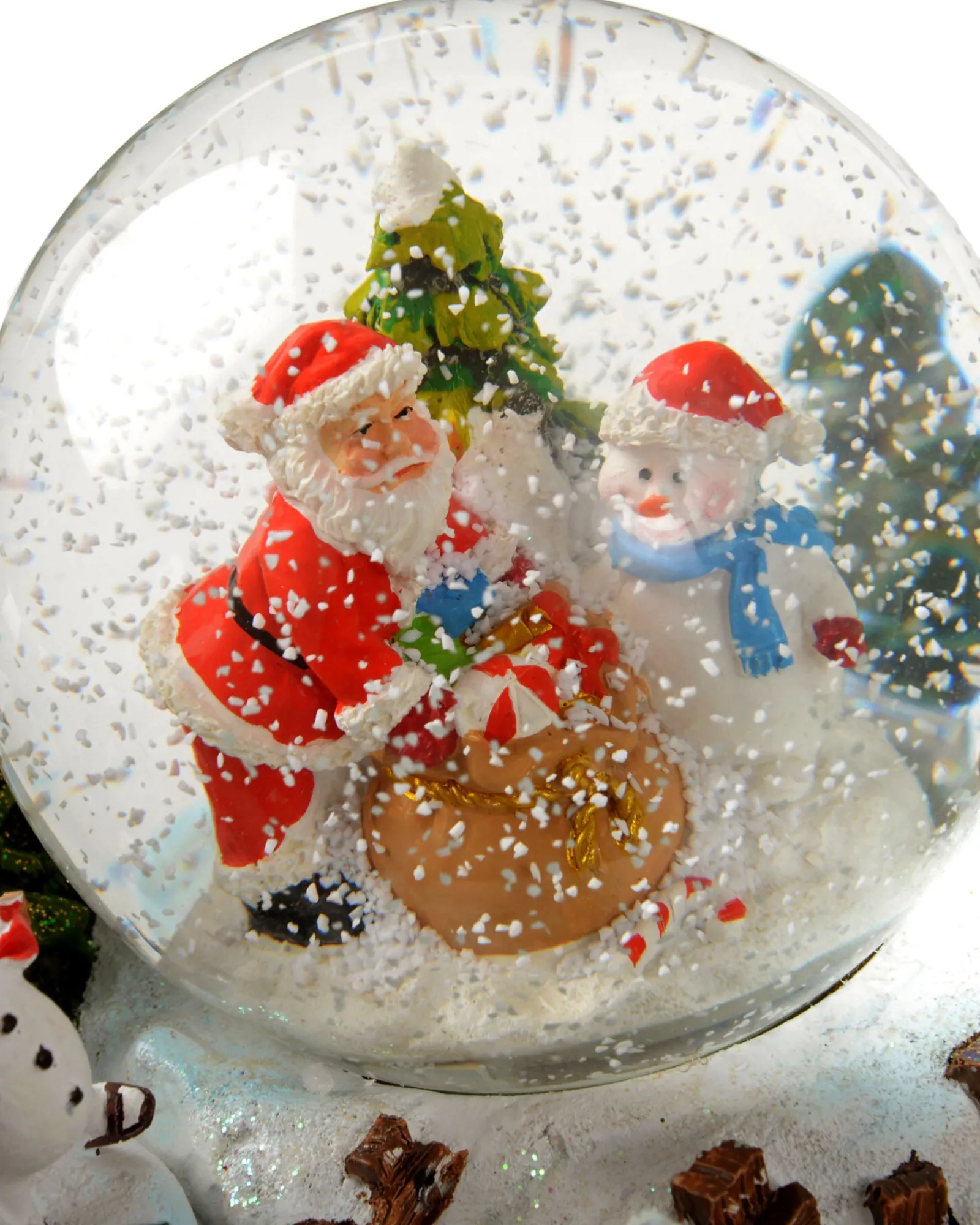 WeRChristmas Pre-Lit Santa & Snowman Snow Globe, 20 Cm