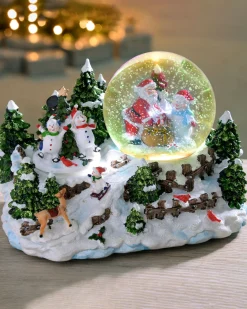 WeRChristmas Pre-Lit Santa & Snowman Snow Globe, 20 Cm