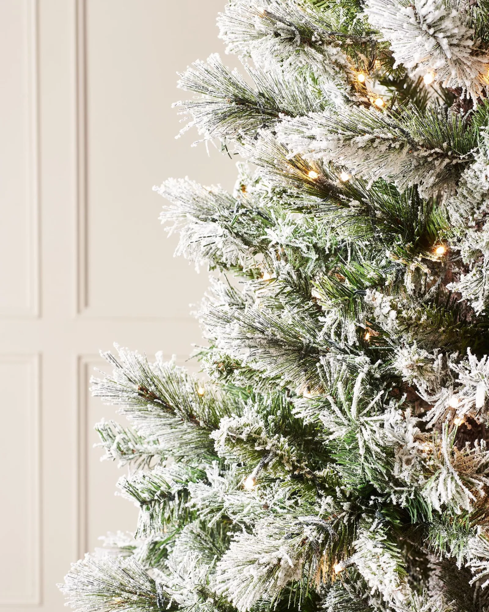 WeRChristmas Pre-Lit Slim Snow Flocked Spruce Christmas Tree, 7 Ft