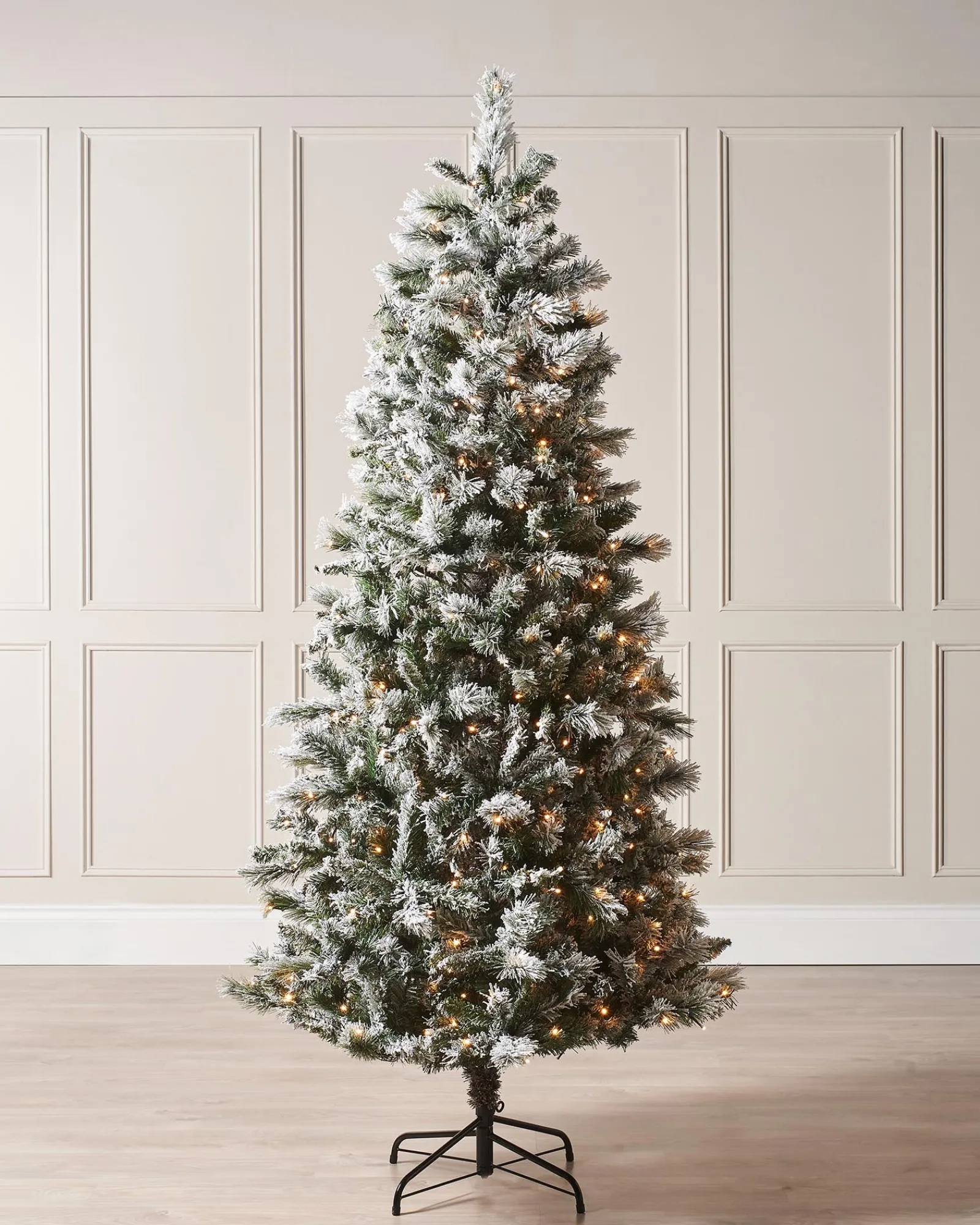WeRChristmas Pre-Lit Slim Snow Flocked Spruce Christmas Tree, 7 Ft