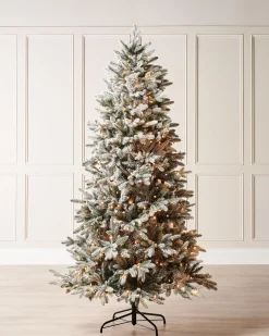 WeRChristmas Pre-Lit Slim Snow Flocked Christmas Tree, 5 Ft