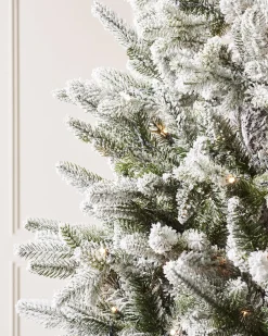 WeRChristmas Pre-Lit Slim Snow Flocked Christmas Tree, 7 Ft