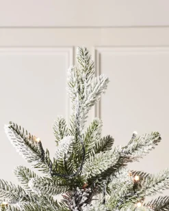 WeRChristmas Pre-Lit Slim Snow Flocked Christmas Tree, 7 Ft