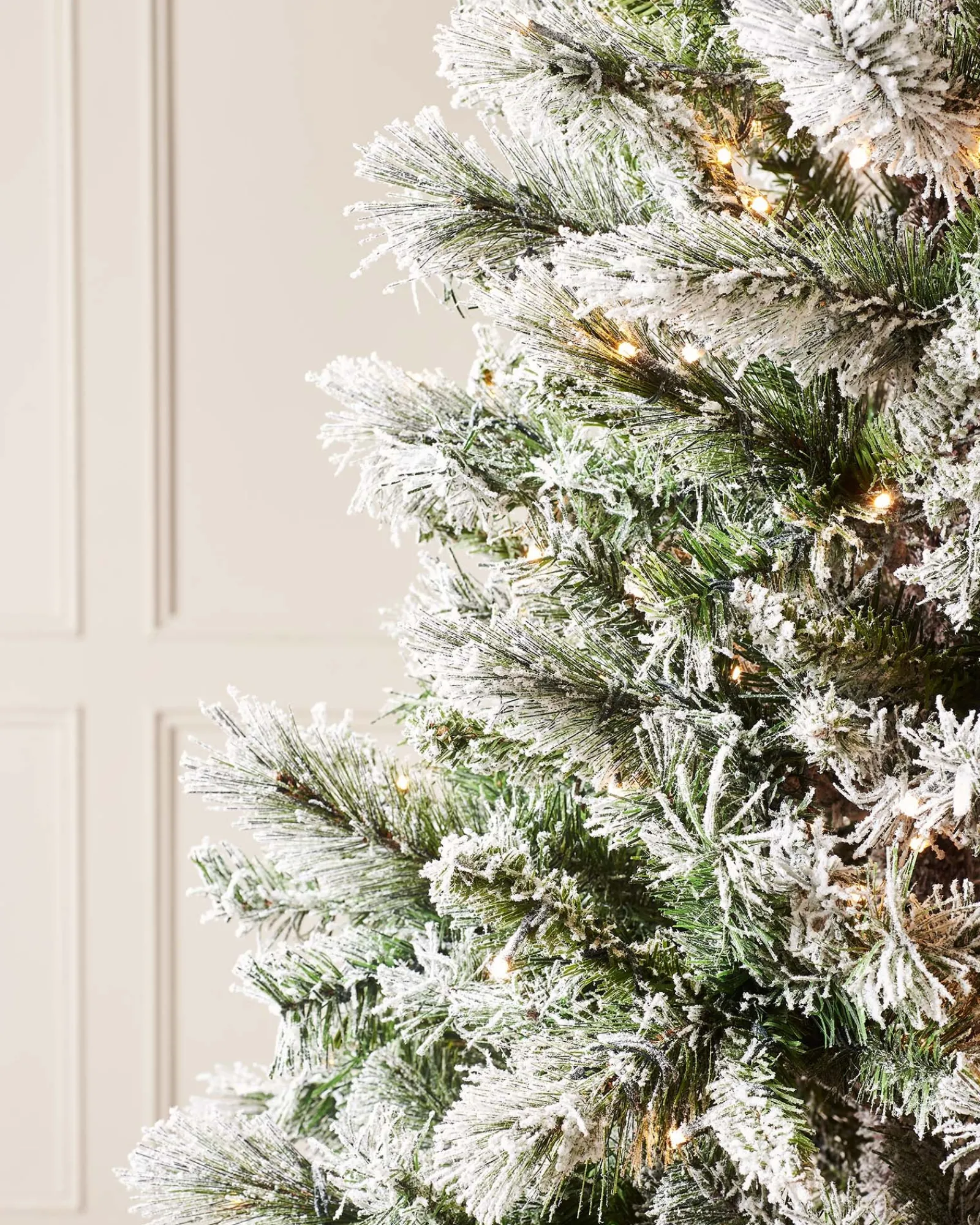 WeRChristmas Pre-Lit Slim Snow Flocked Spruce Christmas Tree, 8 Ft