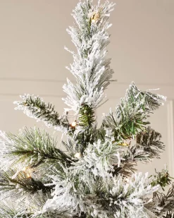 WeRChristmas Pre-Lit Slim Snow Flocked Spruce Christmas Tree, 8 Ft