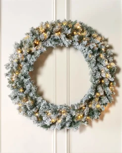 WeRChristmas Pre-Lit Snow Flocked Majestic Wreath, 1 M