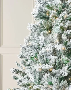 WeRChristmas Pre-Lit Snow Flocked Mixed Pine Christmas Tree, 7 Ft