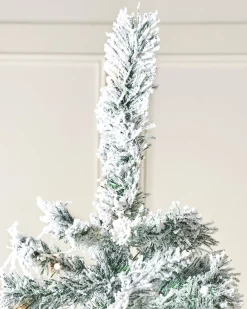 WeRChristmas Pre-Lit Snow Flocked Mixed Pine Christmas Tree, 7 Ft