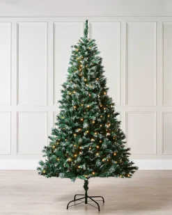 WeRChristmas Pre-Lit Snow Flocked Mixed Pine Christmas Tree, 6 Ft