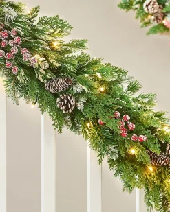 WeRChristmas Pre-Lit Snow Flocked Mixed Tip Garland, 9 Ft