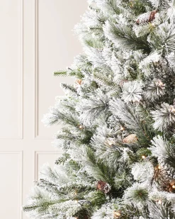 WeRChristmas Pre-Lit Snow Flocked Mixed Pine Christmas Tree, 5 Ft