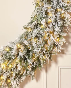 WeRChristmas Pre-Lit Snow Flocked Natural Fir Majestic Wreath, 1.5 M